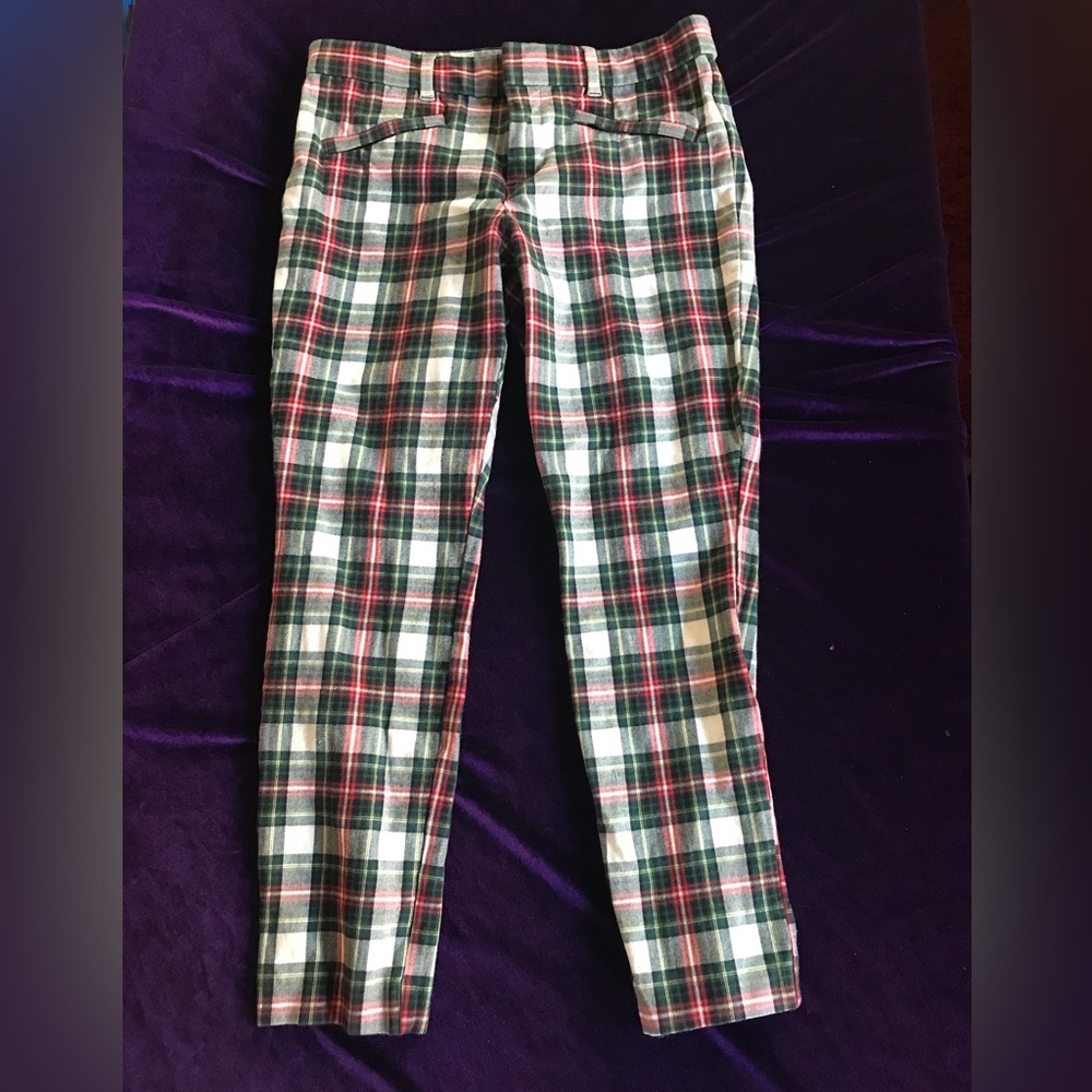 Gap grn/rd/wht plaid pants 6
